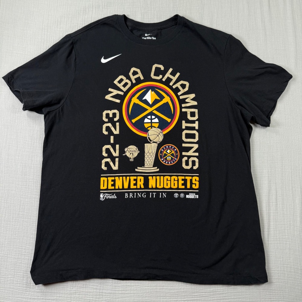 Nike Denver Nuggets 2022-23 NBA Champions T-Shirt Black Mens XL Graphic Tee